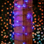 50 LED Blue LED Christmas Lights 11' Long on Brown Wire