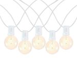 67 LED Filament G40 Globe String Light Set with Warm White Bulbs on White Wire