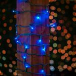 50 LED Blue LED Christmas Lights 11' Long on Green Wire