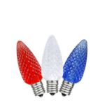 Red/White/Blue C7 LED Replacement Bulbs 25 Pack