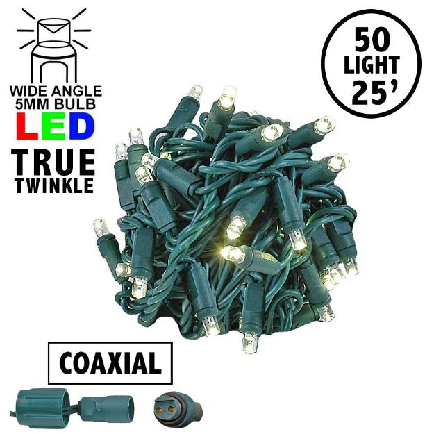*NEW* True Twinkle Coaxial 50 LED Warm White 6" Spacing Green Wire
