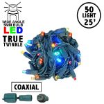 *NEW* True Twinkle Coaxial 50 LED Multi Color 6" Spacing Green Wire
