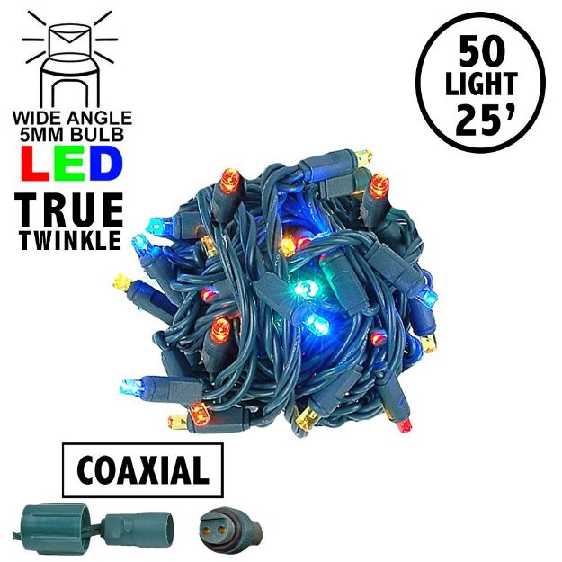 *NEW* True Twinkle Coaxial 50 LED Multi Color 6" Spacing Green Wire