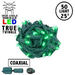 *NEW* True Twinkle Coaxial 50 LED Green 6" Spacing Green Wire