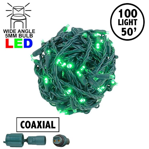 Coaxial 100 LED Green 6" Spacing Green Wire
