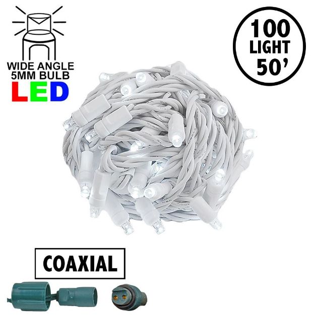 Coaxial 100 LED Pure White 6" Spacing White Wire