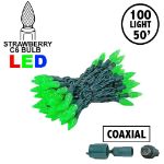 Coaxial Green 100 LED C6 Strawberry Mini Lights Commercial Grade on Green Wire