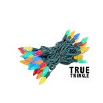 Coaxial *NEW* True Twinkle Multi Color 70 LED C6 Strawberry Mini Lights Commercial Grade on Green Wire