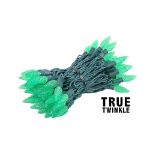 Coaxial *NEW* True Twinkle Green 70 LED C6 Strawberry Mini Lights Commercial Grade on Green Wire