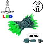 Coaxial Green 70 LED C6 Strawberry Mini Lights Commercial Grade on Green Wire