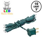 10 Light Non Connectable Warm White LED Mini Lights Green Wire