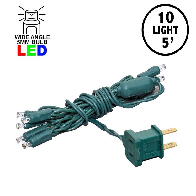 10 Light Non Connectable Pure White LED Mini Lights Green Wire