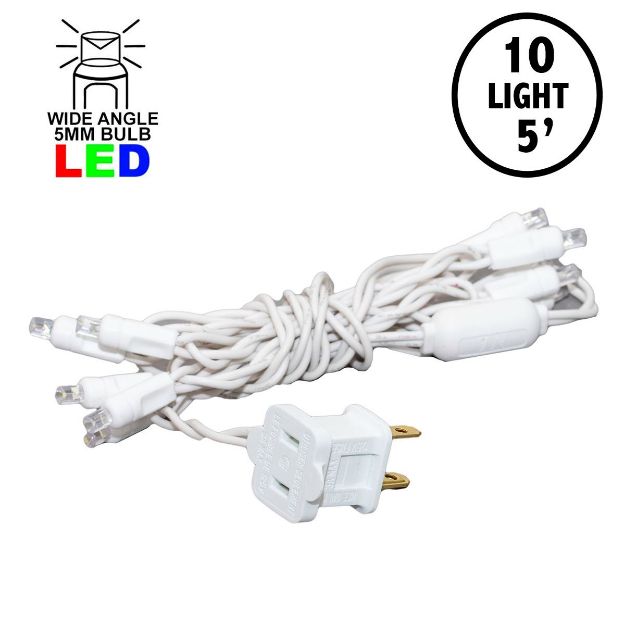 10 Light Non Connectable Pure White LED Mini Lights White Wire