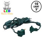 10 Light Warm White LED Mini Lights Green Wire