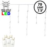 Warm White LED Icicle Lights on White Wire 70 Bulbs
