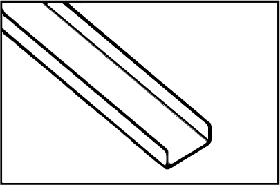 Line drawing of a backer channel with a flat mounting flange