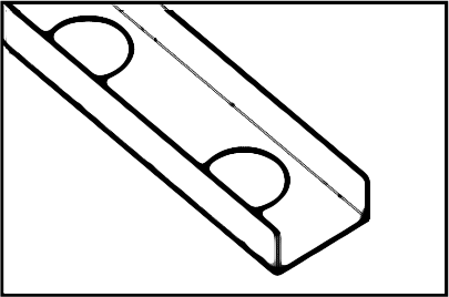 Line drawing of a basic U-shaped mounting channel