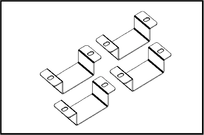 Line drawing of four mounting clips