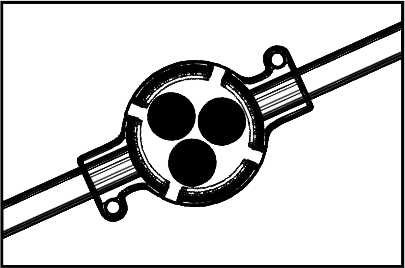 Line drawing of a single RGBW LED dot on its cable